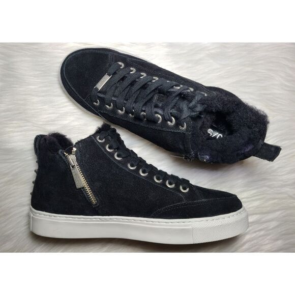NWOB|J/Slides Lottie Black Suede Shearling Sneakers,